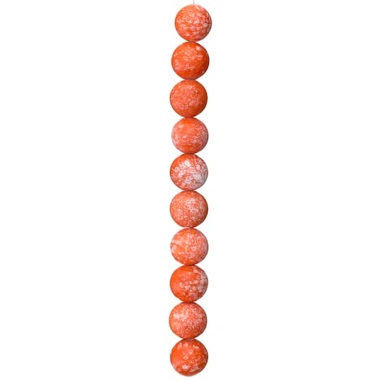 Orange Painted Ceramic Round Beads, 16mm by Bead Landing™